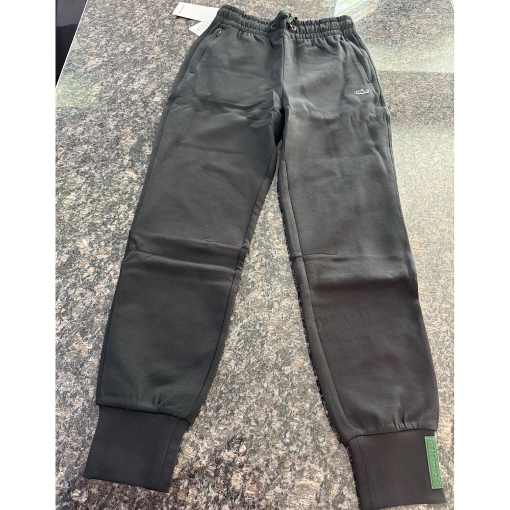 Lacoste Womens Joggers black Cotton Sweatpants Logo Cuffs New size 0 small